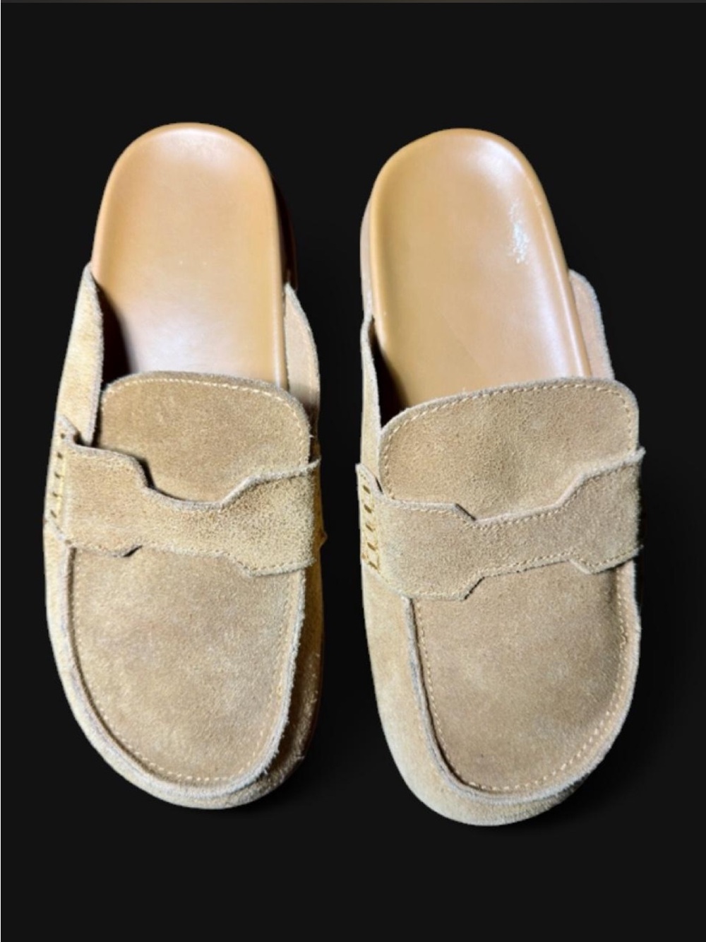 Project Cloud Genuine Suede Penny Loafer Mule Slides Tan Mens Size 8 Comfort